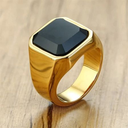 ZORCVENS Black Stone Gold color  Men's Rings